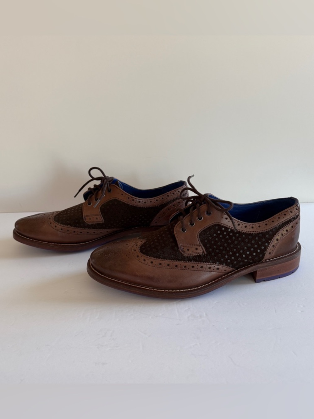 Ted Baker CASSIUSS3 Brown Leather Suede Wingtip Brogue Oxford Shoes Men's US 9